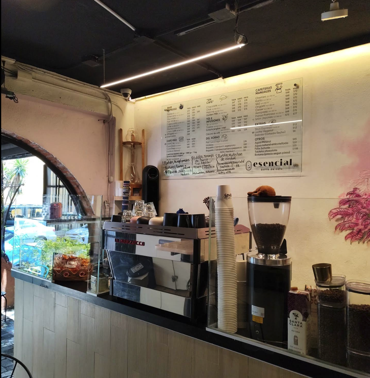 Esencial Barra de Café Guadalupe Inn, cafetería de especialidad con espresso, métodos de extracción manual y café mexicano en la calle Sagredo, Ciudad de México.